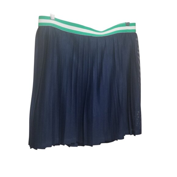 J Crew Women's Navy/Green Pleated Mesh Preppy Pickleball Tennis Skort Sz L - Picture 1 of 5